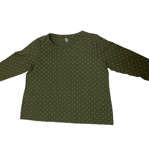 Kim Rogers Women’s 3/4 Sleeve Polka Dot Top Size XL Green/White - Picture 2 of 9